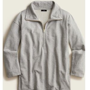 JCrew University terry long half-zip tunic (oversized)